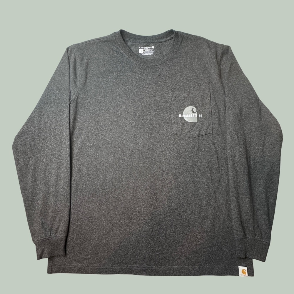 Carhartt T-Shirt Mens L Relaxed Fit 105054 CRH Charcoal Heather Graphic Pocket